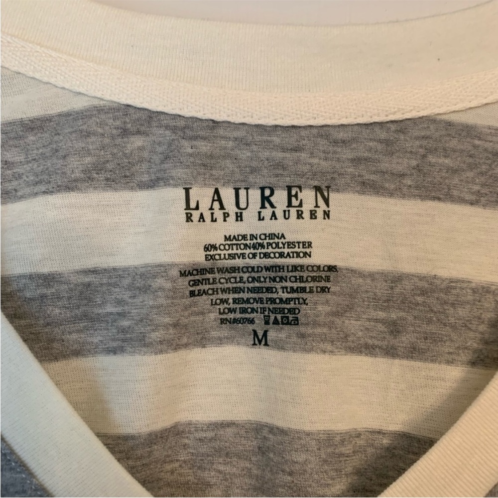 Lauren by Ralph Lauren Striped Cotton Blend Sleep Night Shirt T-shirt - Picture 3 of 10
